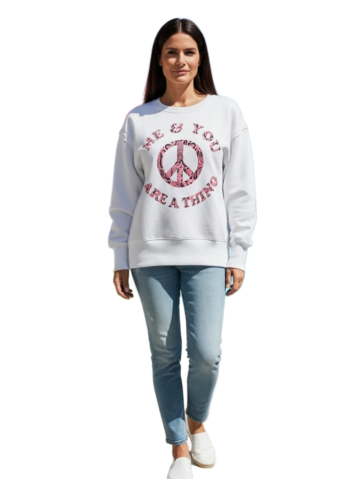 Miss Goodlife Roundneck Me and you are a thing Pullover Damen weiß weiss Bild 2