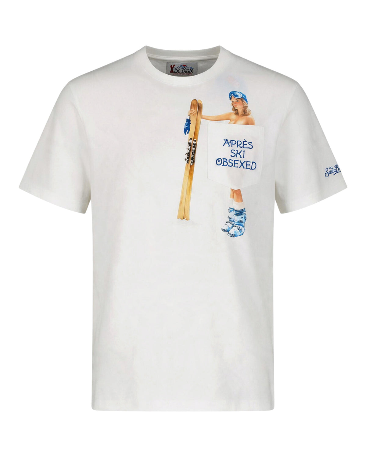 St. Barth Man T-Shirt with Embroidery Pocket T-Shirt Herren Off-White Bild 1