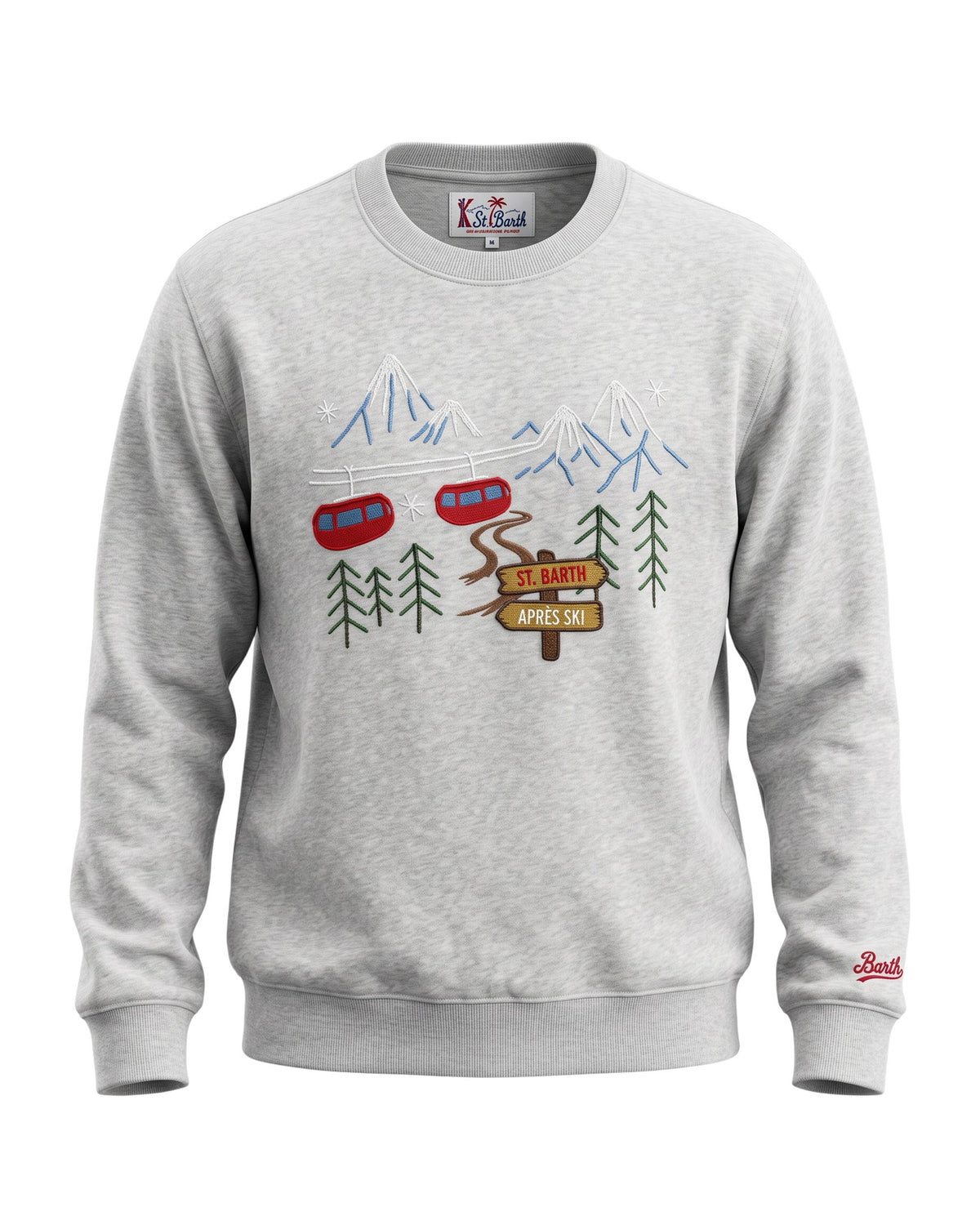 MC2 Saint Barth Soho Herren Sweatshirt Après Ski Landschaft Hellgrau Hellgrau Bild 2