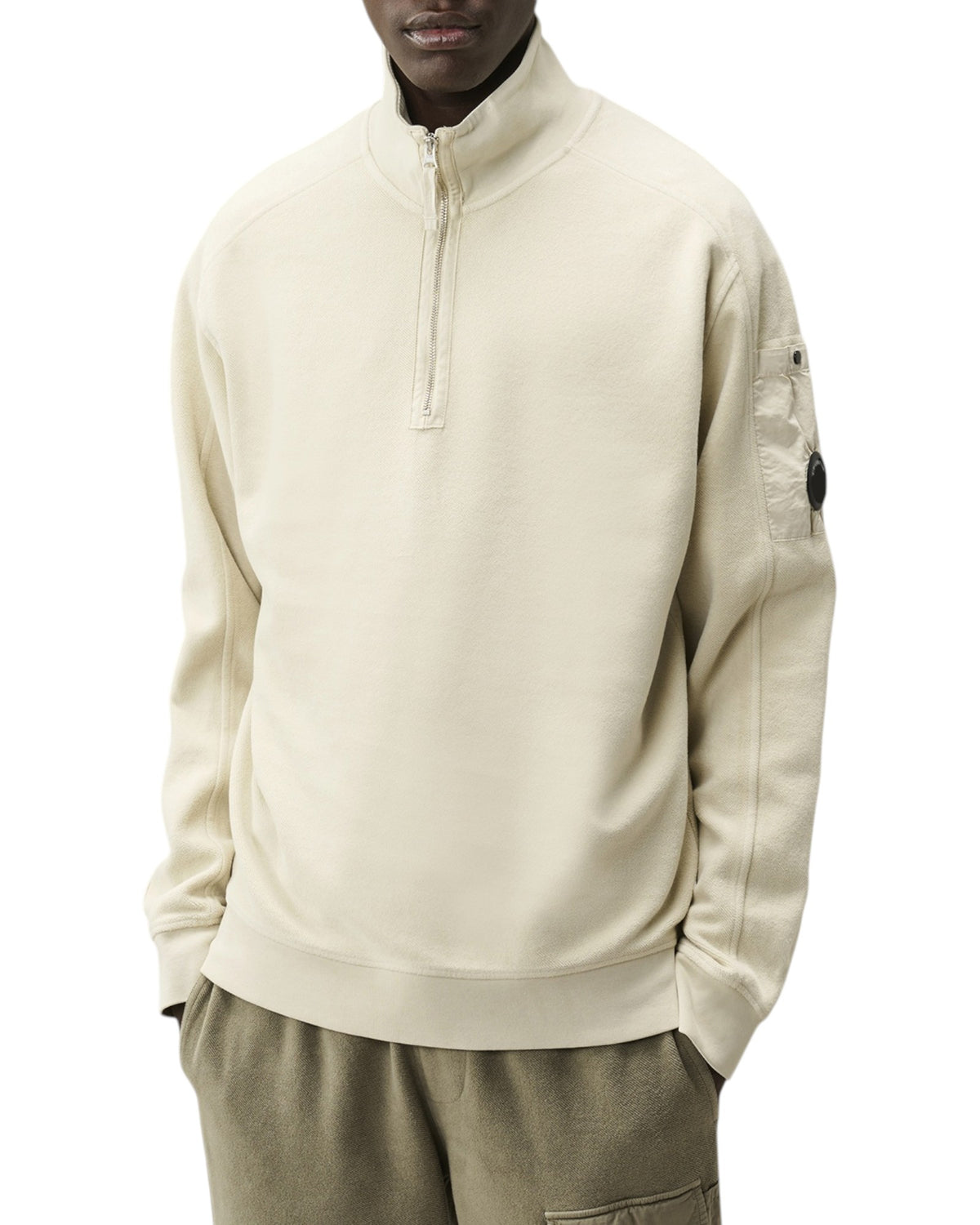 C.P. Company Diagonal Fleece Herren-Half-Zip-Sweatshirt beige Bild 2