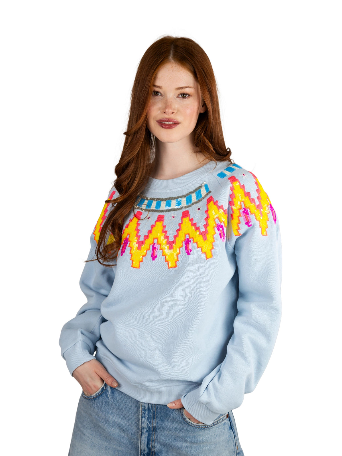 Grace Sweatshirt Sweater Damen hellblau Bild 3