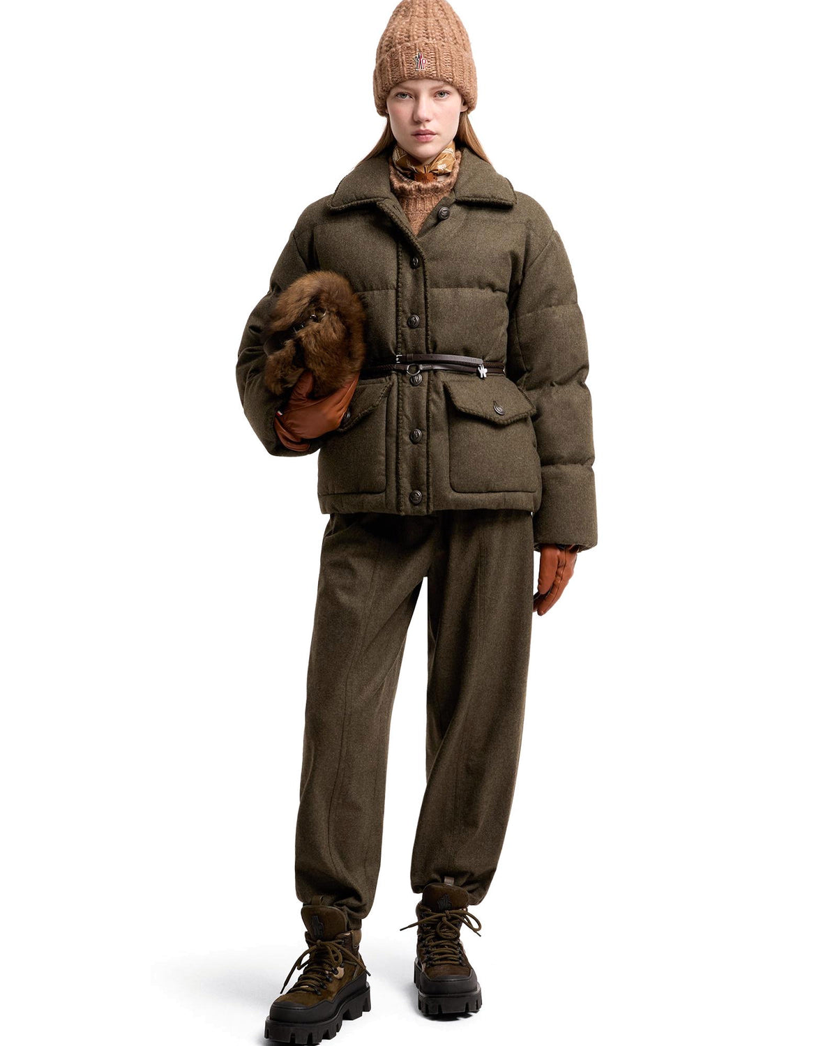 Moncler MONTEAIN Damen-Loden-Daunenjacke dunkelgrün Bild 2